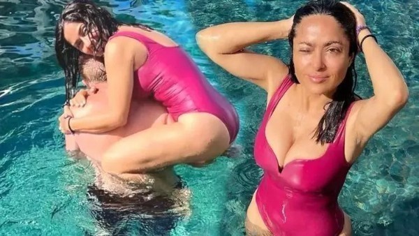 Oscar’lı oyuncu Salma Hayek’in pembe mayolu pozları sosyal medyayı karıştırdı! Görenler yaşına asla inanmadı! “Hiç mi yaşlanmaz?”