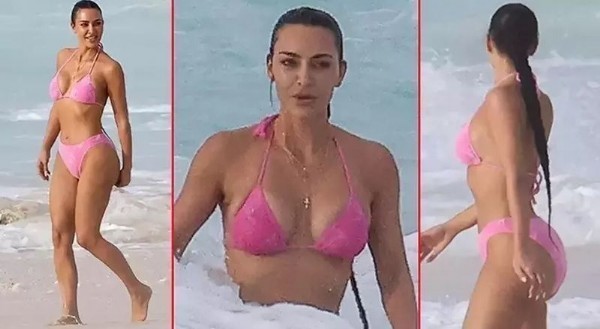  Kim Kardashian, pembe bikinisiyle adalar turuna çıktı; bikinin fiyatını öğrenen ne diyeceğini bilemedi: “Ben o parayla…”