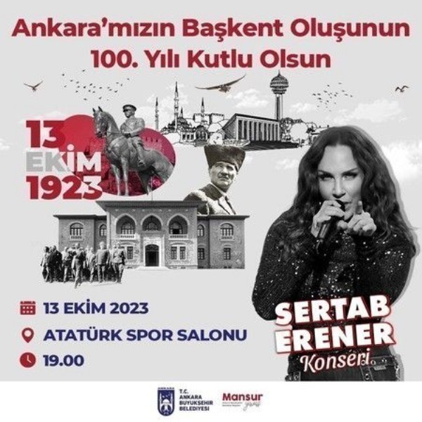 Başkentin 100'üncü yılında, Sertab Erener rüzgarı